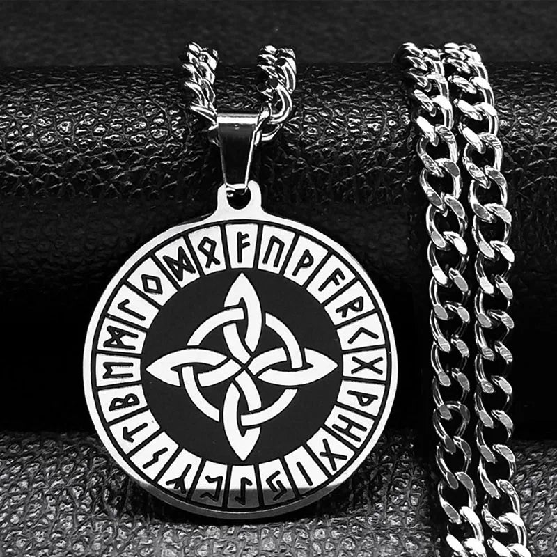 Viking Witch Celtic Knot Necklace | Odin Amulet Gothic Stainless Steel Jewelry for Men
