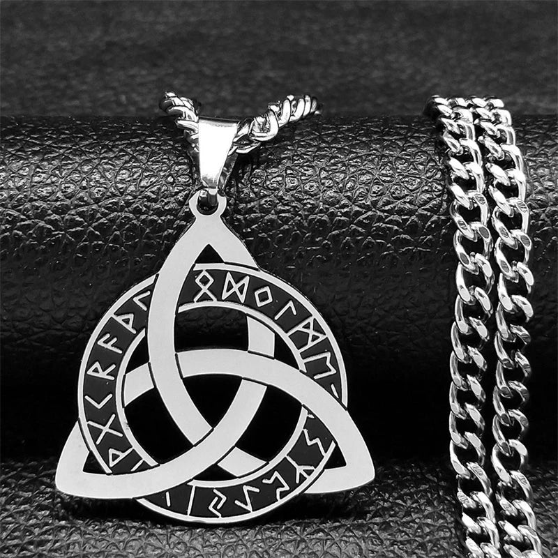 Viking Witch Celtic Knot Necklace | Odin Amulet Gothic Stainless Steel Jewelry for Men