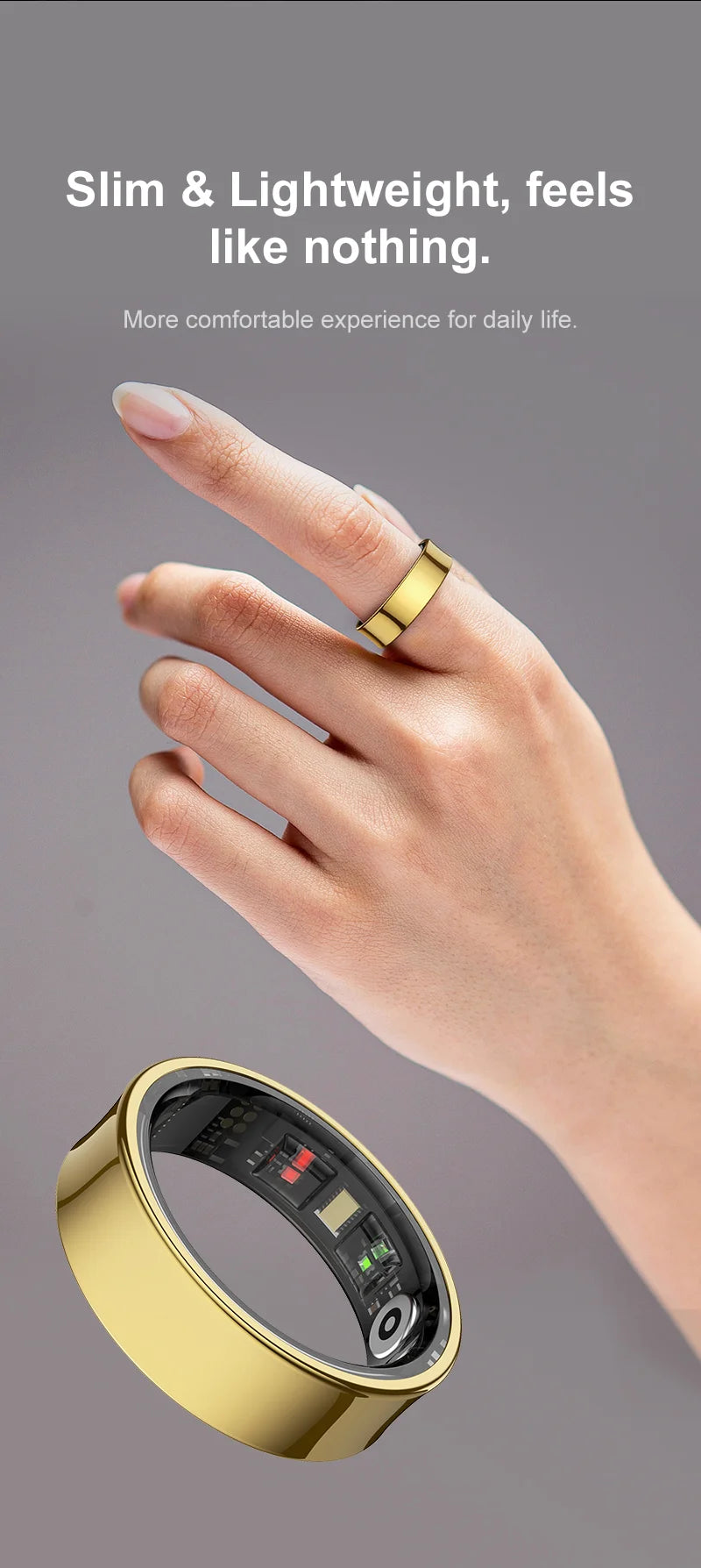 Smart Ring R09 Health Monitor | Waterproof 5ATM with Charging Case
