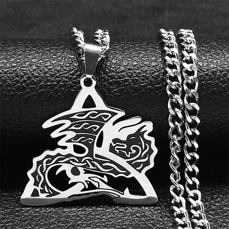 Viking Witch Celtic Knot Necklace | Odin Amulet Gothic Stainless Steel Jewelry for Men