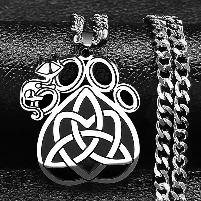 Viking Witch Celtic Knot Necklace | Odin Amulet Gothic Stainless Steel Jewelry for Men
