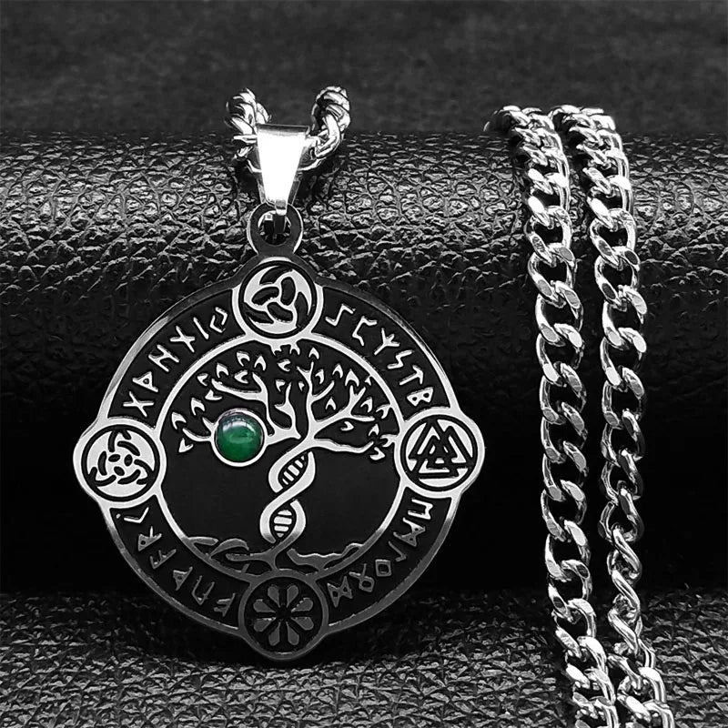 Viking Witch Celtic Knot Necklace | Odin Amulet Gothic Stainless Steel Jewelry for Men