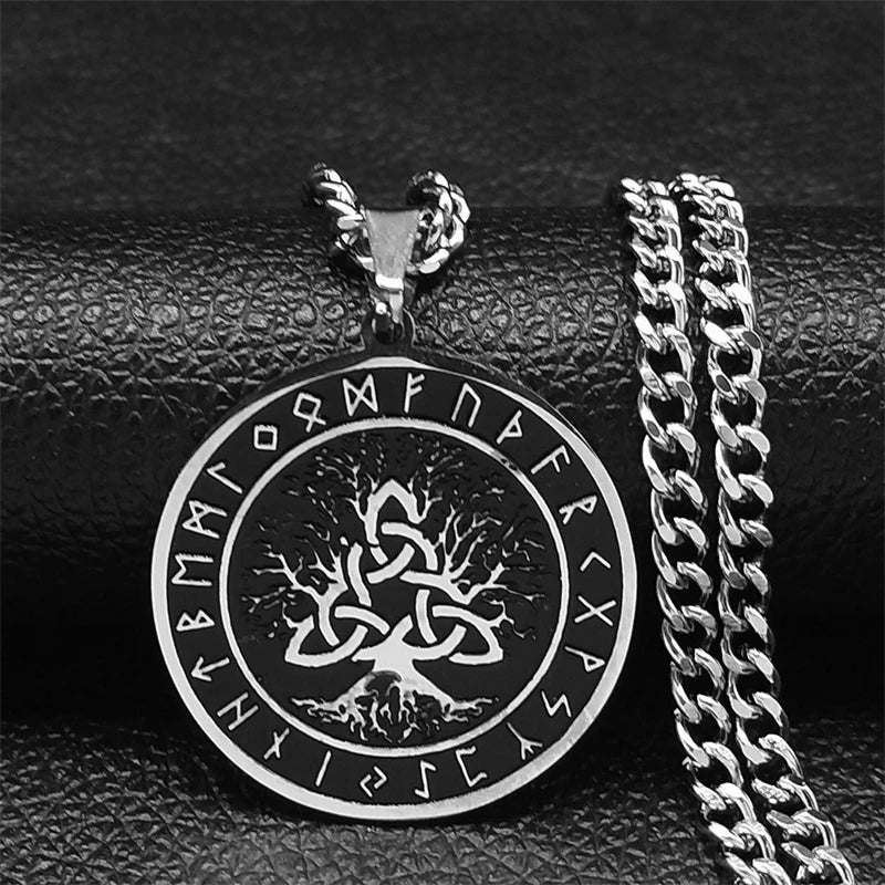 Viking Witch Celtic Knot Necklace | Odin Amulet Gothic Stainless Steel Jewelry for Men