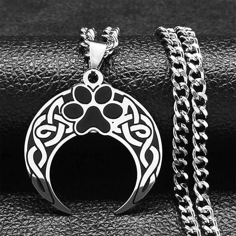 Viking Witch Celtic Knot Necklace | Odin Amulet Gothic Stainless Steel Jewelry for Men