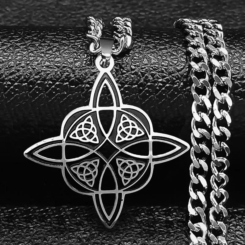 Viking Witch Celtic Knot Necklace | Odin Amulet Gothic Stainless Steel Jewelry for Men