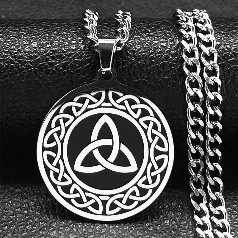 Viking Witch Celtic Knot Necklace | Odin Amulet Gothic Stainless Steel Jewelry for Men