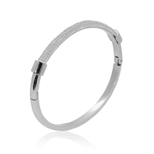 Women's MOONLIGHT Cubic Zirconia Cuff Bangle – Elegant Titanium Steel Bracelet