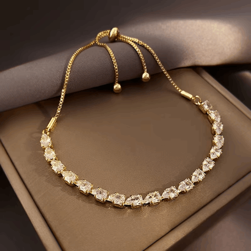 Luxury Adjustable Bracelet – Elegant Geometric Rhinestone Design