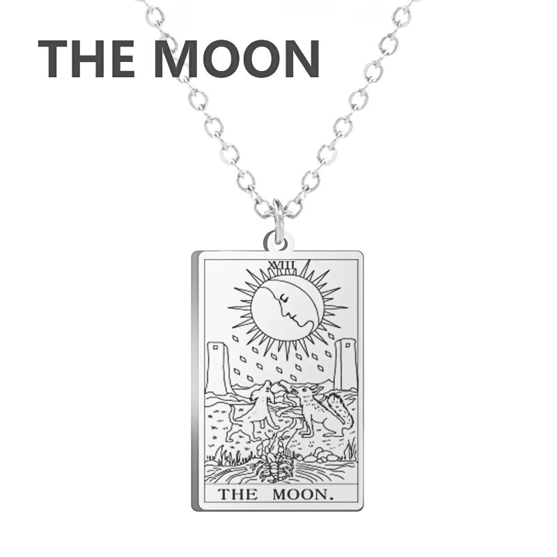 Dawapara Tarot Cards Necklace – Women’s Stainless Steel Amulet Jewelry Charm