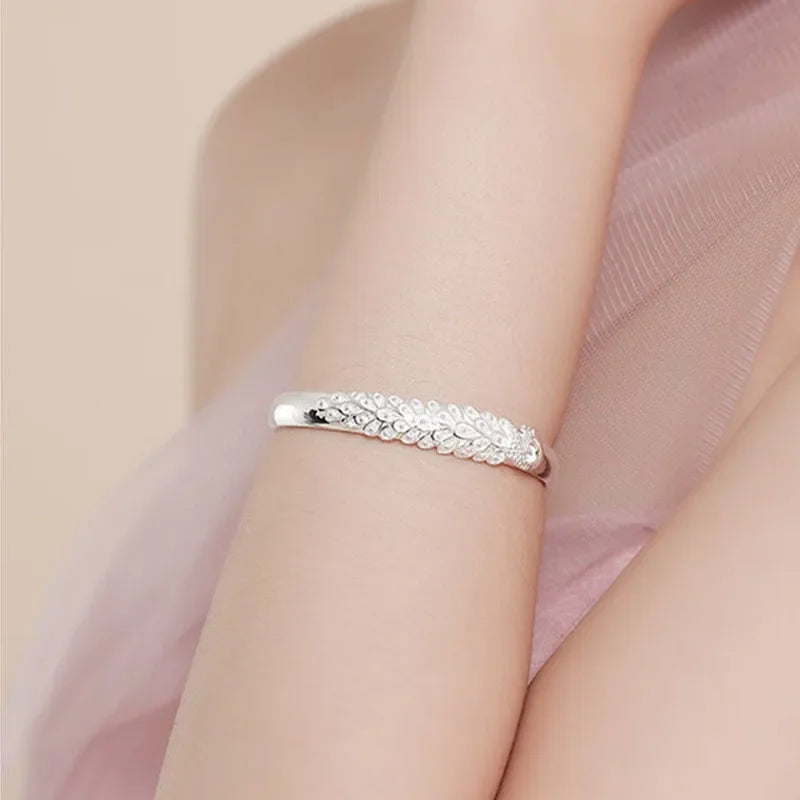 สร้อยข้อมือรูปนกยูงเงินสเตอร์ลิง 925 – กำไลข้อมือดีไซน์หรูหราสำหรับผู้หญิง เครื่องประดับสำหรับงานปาร์ตี้สุดหรูหรา