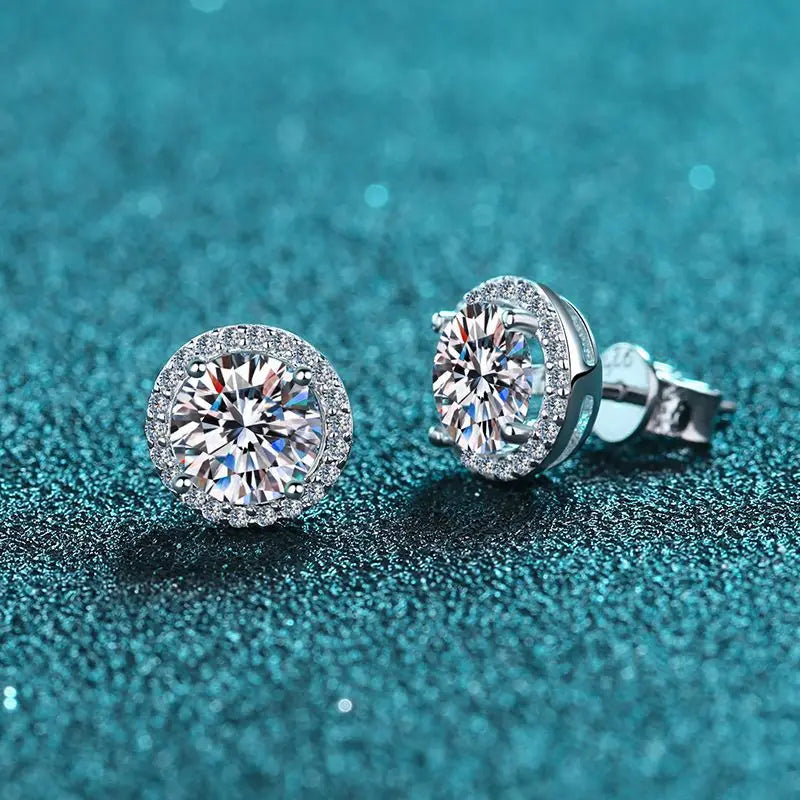 925 Sterling Silver Moissanite Earrings | 0.5/1/2 Carat Round Cut | Luxury Wedding, Party & Daily Jewelry Gift for Women
