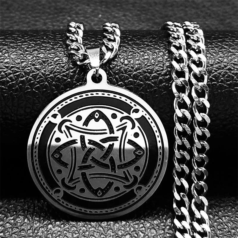Viking Witch Celtic Knot Necklace | Odin Amulet Gothic Stainless Steel Jewelry for Men