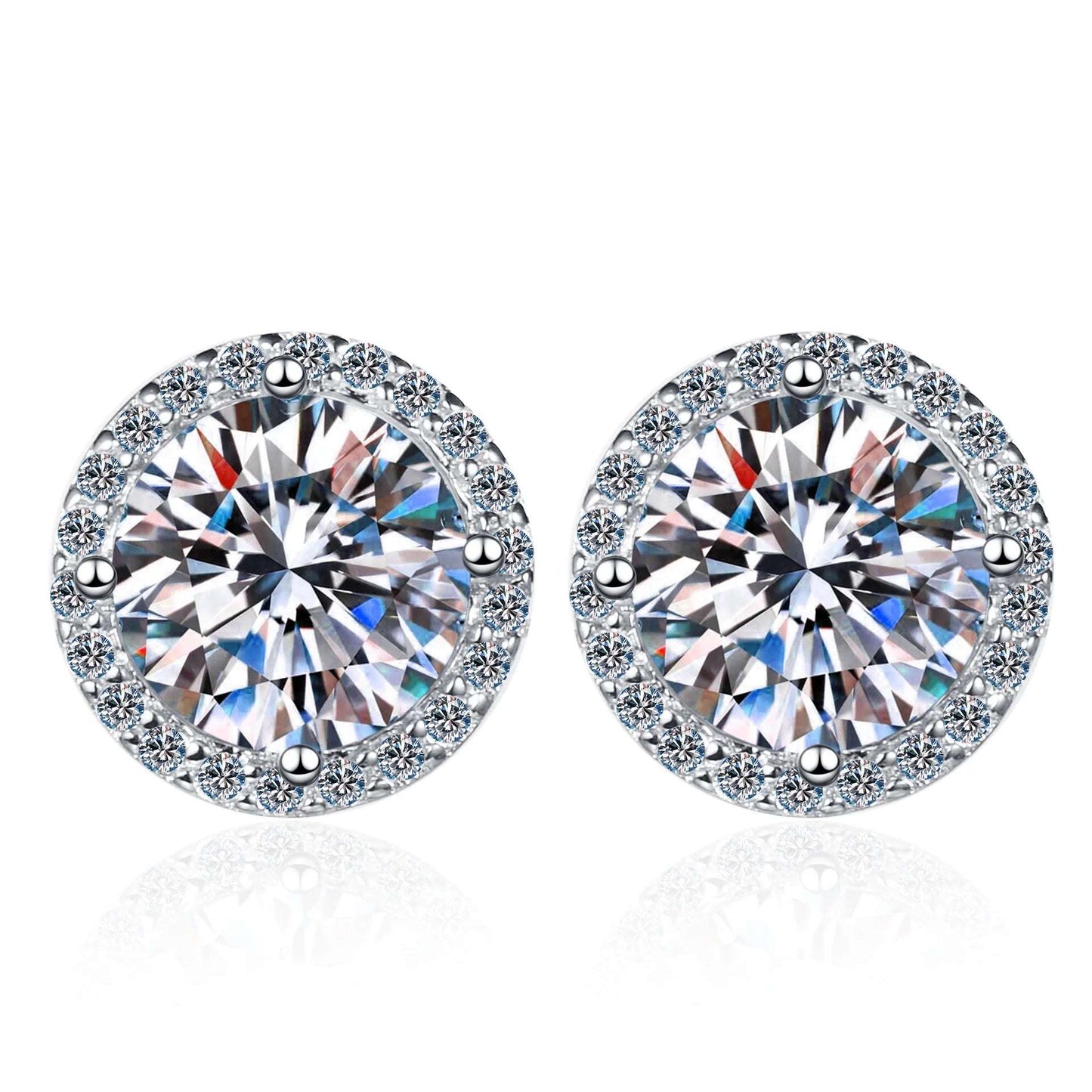 925 Sterling Silver Moissanite Earrings | 0.5/1/2 Carat Round Cut | Luxury Wedding, Party & Daily Jewelry Gift for Women