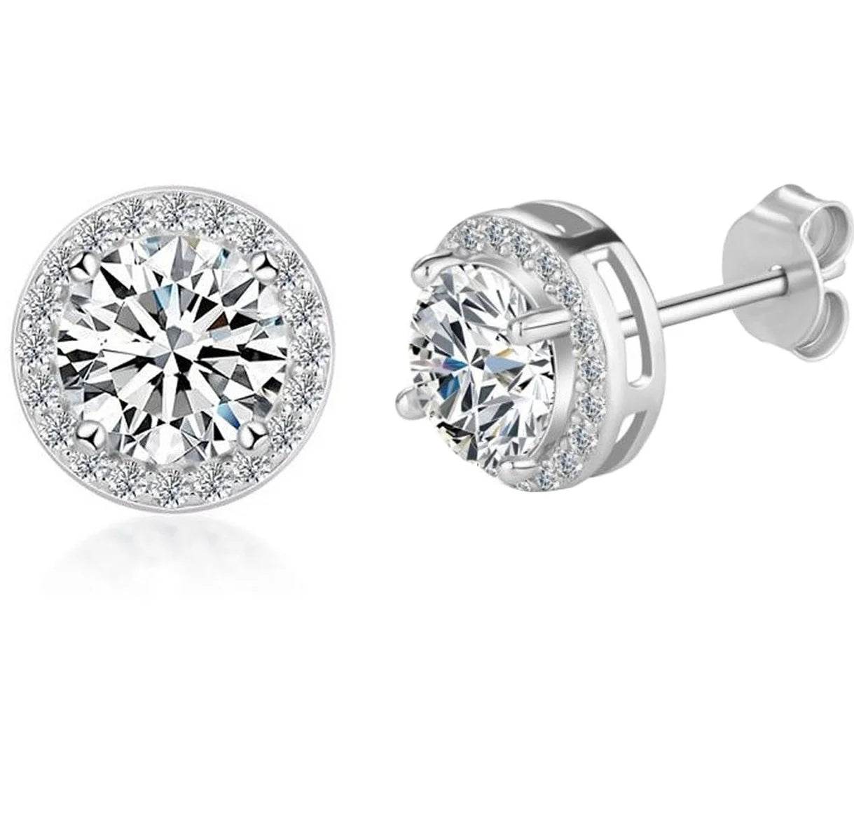 925 Sterling Silver Moissanite Earrings | 0.5/1/2 Carat Round Cut | Luxury Wedding, Party & Daily Jewelry Gift for Women
