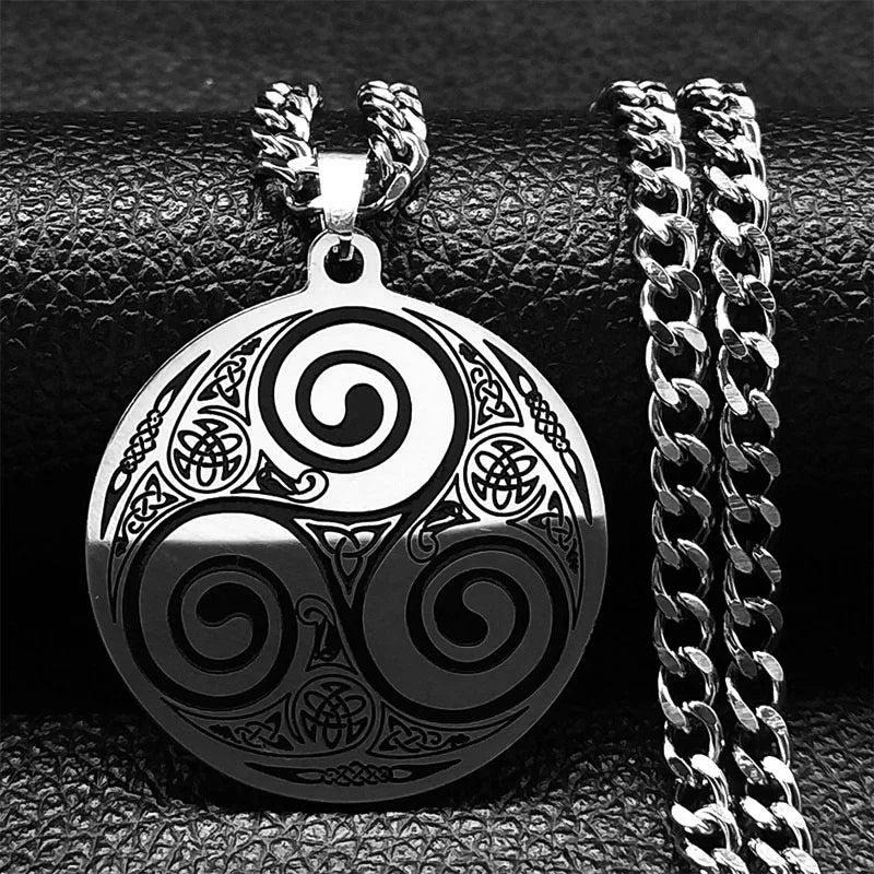 Viking Witch Celtic Knot Necklace | Odin Amulet Gothic Stainless Steel Jewelry for Men
