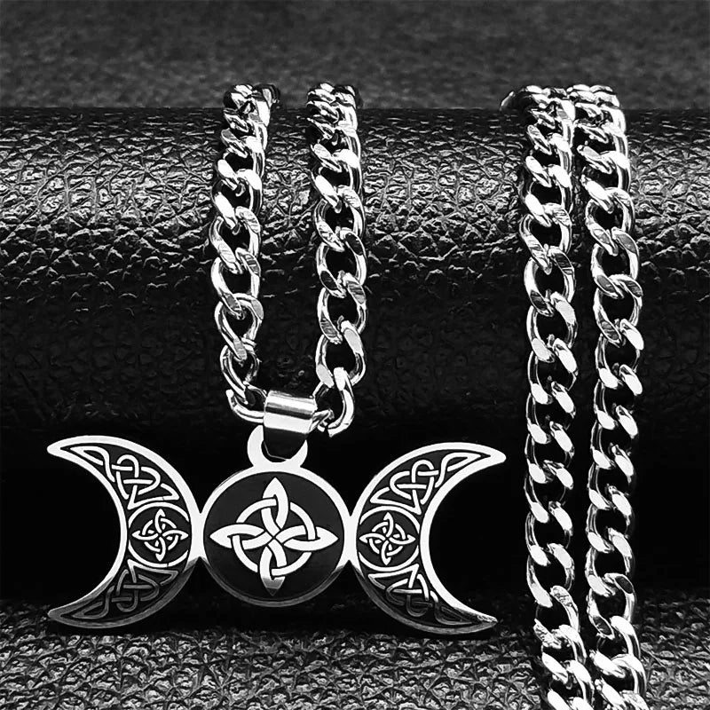 Viking Witch Celtic Knot Necklace | Odin Amulet Gothic Stainless Steel Jewelry for Men