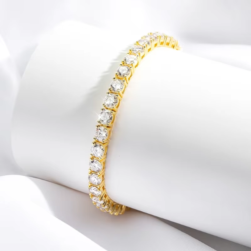 สร้อยข้อมือเทนนิส Smyoue Gold Moissanite – ชุบทอง 18K เงินสเตอร์ลิง S925 ขนาด 3/4/5 มม. เครื่องประดับหรูหราสำหรับทั้งชายและหญิง