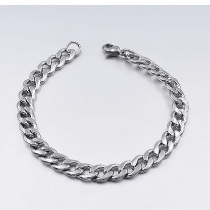 Fashion Stainless Steel Curb Cuban Chain Bracelet – Unisex Jewelry for Men & Women, Stylish Couple Wrist Gift