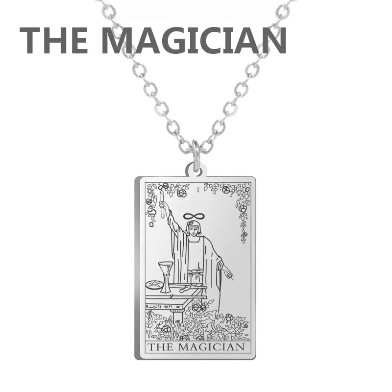 Dawapara Tarot Cards Necklace – Women’s Stainless Steel Amulet Jewelry Charm