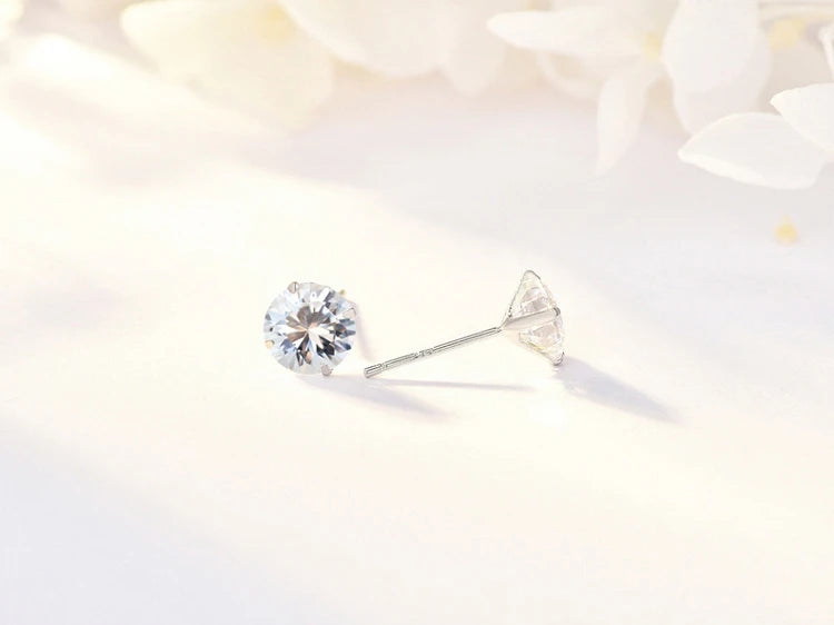 Crystal Zircon 925 Sterling Silver Earrings – Elegant Cubic Zirconia Studs for Women