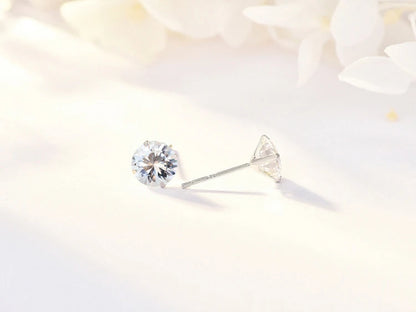 Crystal Zircon 925 Sterling Silver Earrings – Elegant Cubic Zirconia Studs for Women