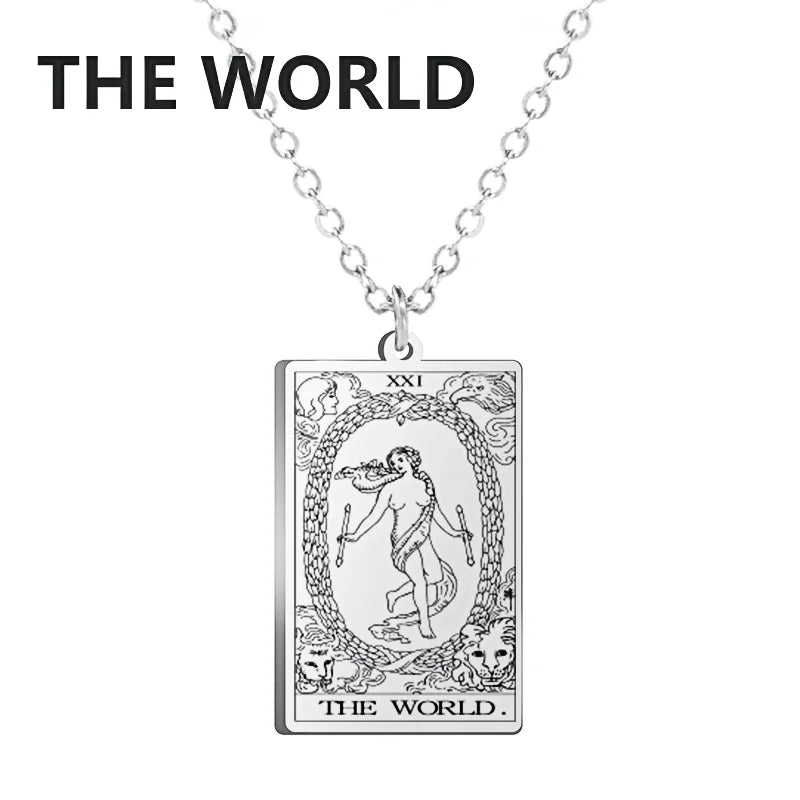 Dawapara Tarot Cards Necklace – Women’s Stainless Steel Amulet Jewelry Charm