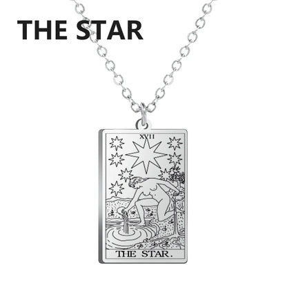 Dawapara Tarot Cards Necklace – Women’s Stainless Steel Amulet Jewelry Charm