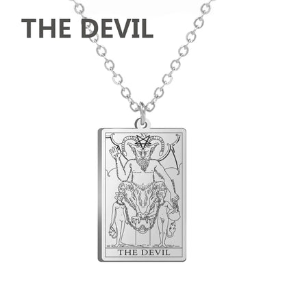 Dawapara Tarot Cards Necklace – Women’s Stainless Steel Amulet Jewelry Charm