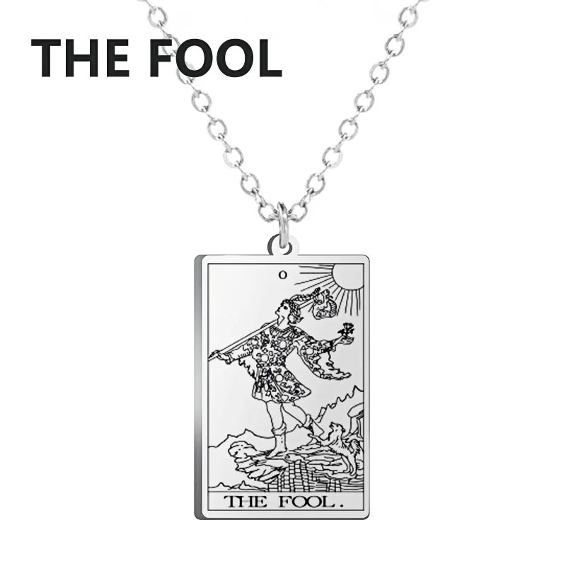 Dawapara Tarot Cards Necklace – Women’s Stainless Steel Amulet Jewelry Charm