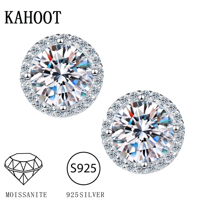 925 Sterling Silver Moissanite Earrings | 0.5/1/2 Carat Round Cut | Luxury Wedding, Party & Daily Jewelry Gift for Women