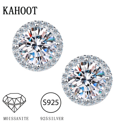 925 Sterling Silver Moissanite Earrings | 0.5/1/2 Carat Round Cut | Luxury Wedding, Party & Daily Jewelry Gift for Women