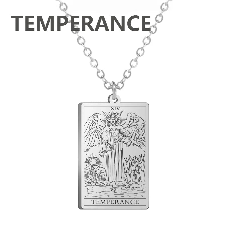 Dawapara Tarot Cards Necklace – Women’s Stainless Steel Amulet Jewelry Charm