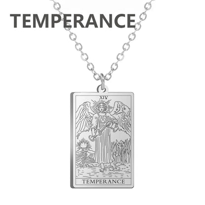 Dawapara Tarot Cards Necklace – Women’s Stainless Steel Amulet Jewelry Charm