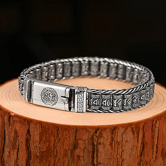 Handmade Lucky Buddhist Scripture Bracelet Men – Retro Style