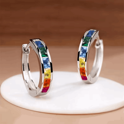 Elegant Princess-Cut CZ Hoop Earrings – Minimalist Jewelry for Women, Daily Wear & Subtle Sparkle