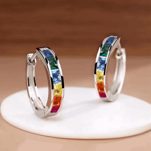 Elegant Princess-Cut CZ Hoop Earrings – Minimalist Jewelry for Women, Daily Wear & Subtle Sparkle