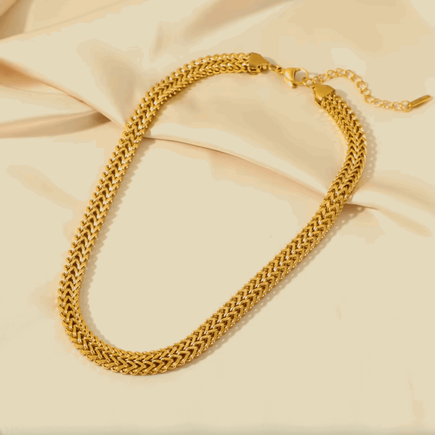EILIECK 316L Stainless Steel Gold Color Thick Chain Choker Necklace Bracelet Set