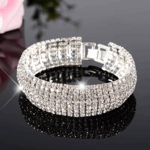 Luxury Silver Crystal Charm Bracelet | Multi-Layer Wedding Bangle for Women | Best-Selling Bridal & Party Jewelry