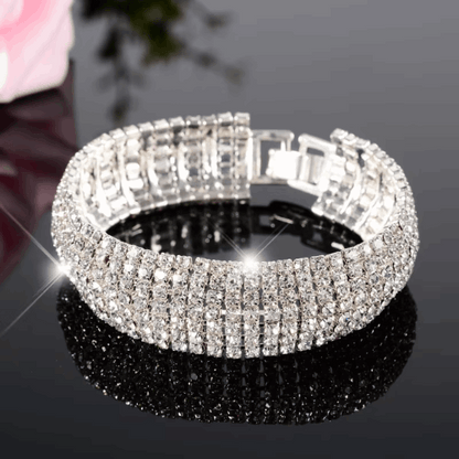 Luxury Silver Crystal Charm Bracelet | Multi-Layer Wedding Bangle for Women | Best-Selling Bridal & Party Jewelry