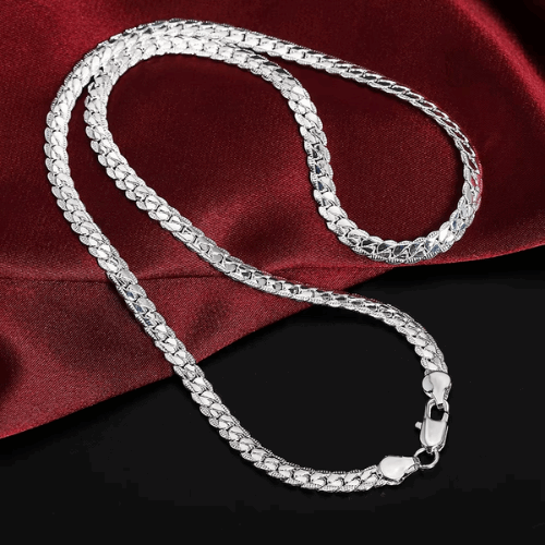 Sterling Silver plated Jewelry Set Necklace & Bracelet 6mm For Men & Women | Gift, Wedding, Party