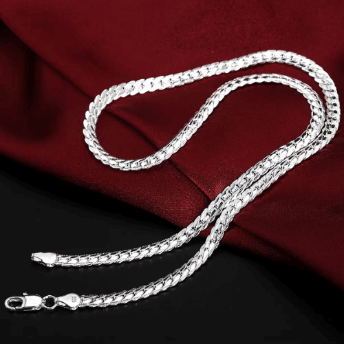 Sterling Silver plated Jewelry Set Necklace & Bracelet 6mm For Men & Women | Gift, Wedding, Party