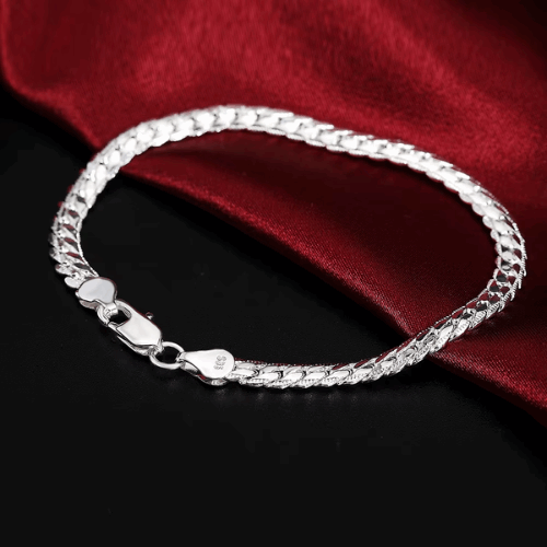 Sterling Silver plated Jewelry Set Necklace & Bracelet 6mm For Men & Women | Gift, Wedding, Party