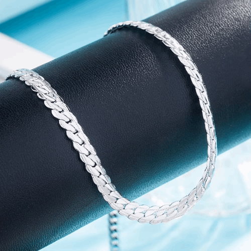 Sterling Silver plated Jewelry Set Necklace & Bracelet 6mm For Men & Women | Gift, Wedding, Party
