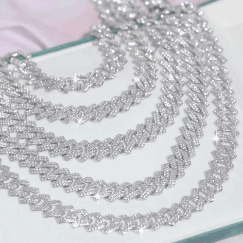 Iced Out 16mm Wide Gold Hip Hop Necklace & Bracelet Set – Full Rhinestone Jewelry for Men & Women