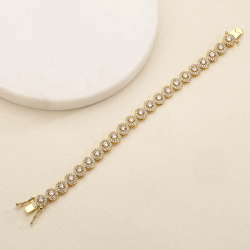 Fashion Round Cubic Zirconia Bracelet – Elegant & Versatile Jewelry for Men & Women
