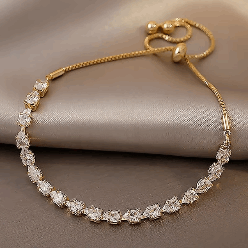 Luxury Adjustable Bracelet – Elegant Geometric Rhinestone Design