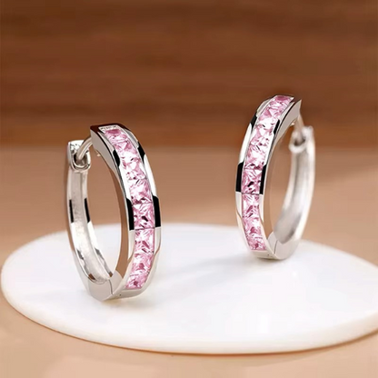 Elegant Princess-Cut CZ Hoop Earrings – Minimalist Jewelry for Women, Daily Wear & Subtle Sparkle