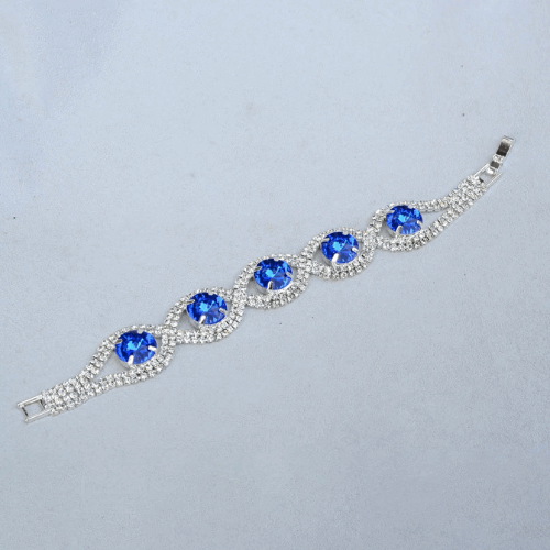 Silver Crystal Charm Bracelet – Layered Design for Brides & Parties