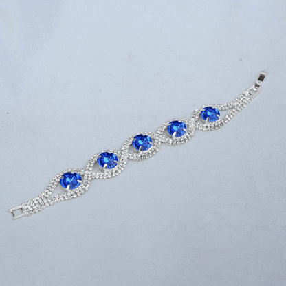 Silver Crystal Charm Bracelet – Layered Design for Brides & Parties
