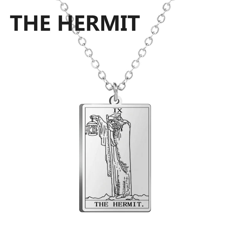 Dawapara Tarot Cards Necklace – Women’s Stainless Steel Amulet Jewelry Charm